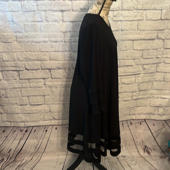 Joseph Ribkoff Dress 3/4 Sleeves Mesh Stripe Detail Size 18 Black - Picture 4 of 9